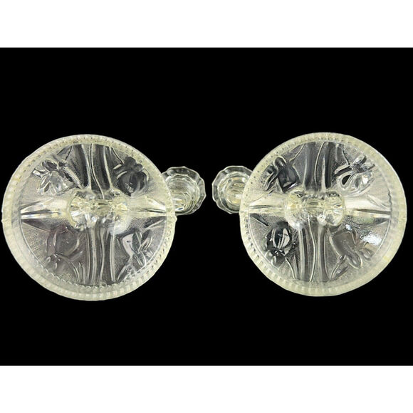 Vintage Art Deco Glass Double Candle Holders Shell Fan Design 2 Candlesticks - Picture 12 of 16